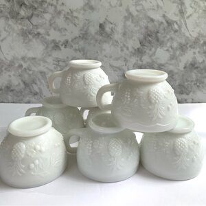 Bundle of 7 Vintage Westmoreland Milk Glass Punch Cup Grapes Pineapples Cherries